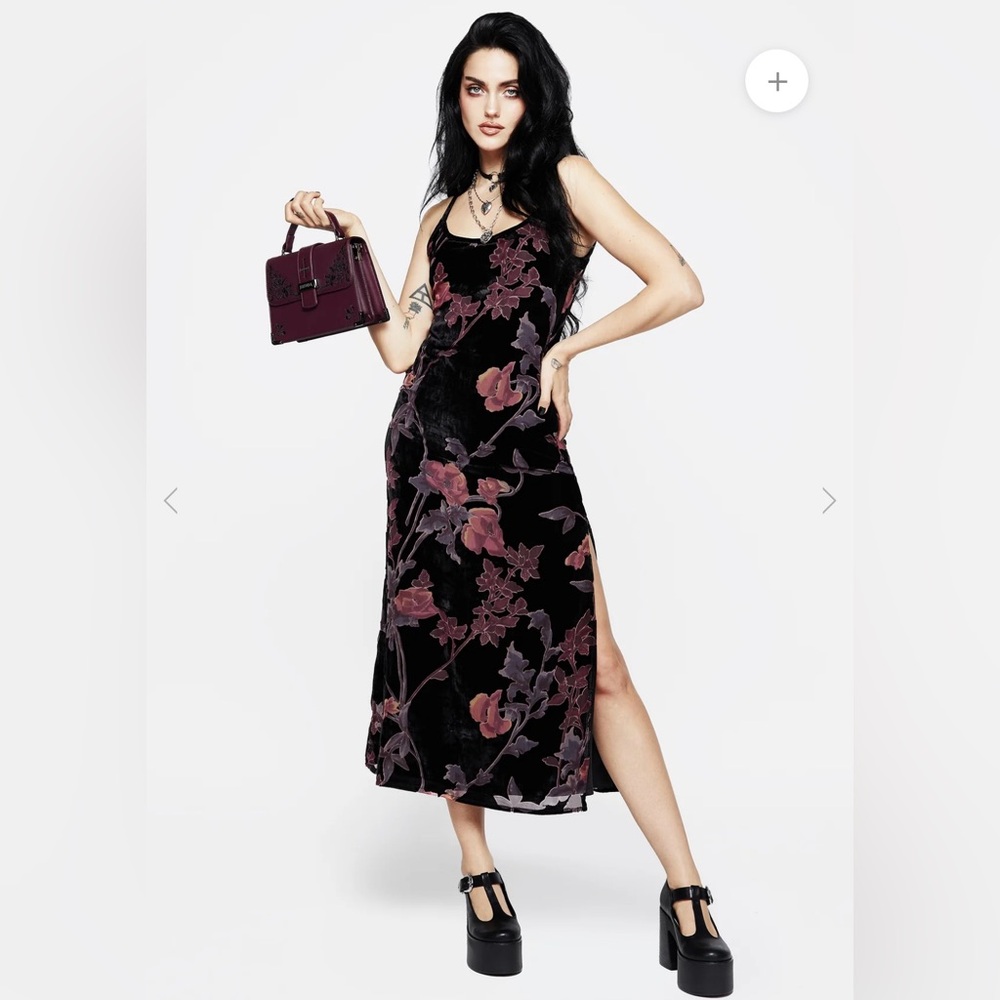 Disturbia Waterlily Devoré Velour Midaxi Slip Dress
